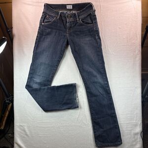 Vtg Hudson Jeans Women's Size 26 Blue Denim Lowrise Bootcut Flap Pockets Long